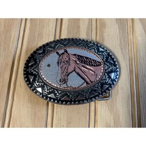 Vintage Horse Head Western Rodeo Belt Buckle 3.5" Western Cowboy Equine Rodeo